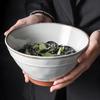 Retro Solid Color Large Ceramic Noodle Bowl - Creative Soup Bowl for Home or Noodle Shop