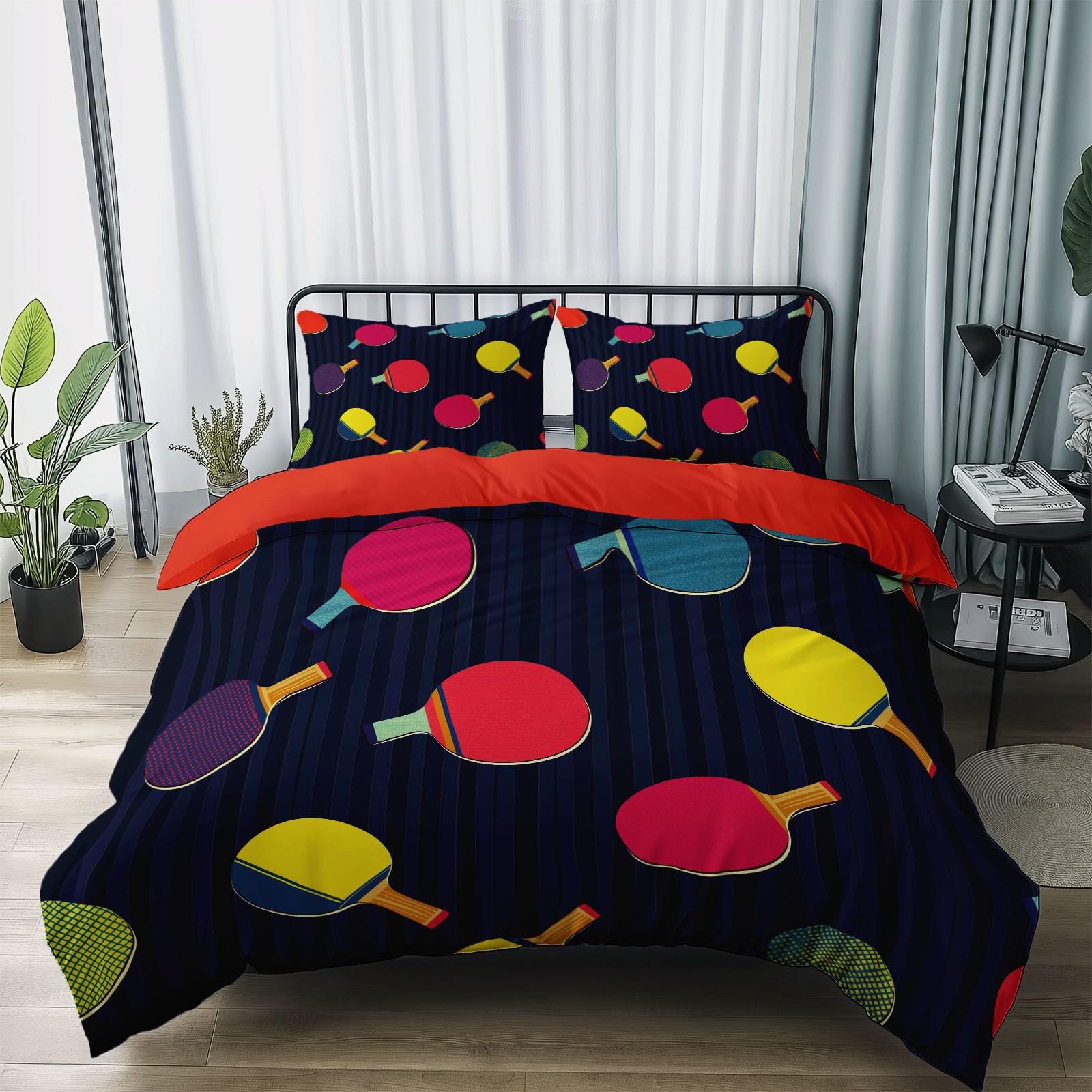 

Cool Table Tennis Soft Duvet Covers Player Ball Sports Printed Kids Adults Bedding Sets For Bedroom Quilt Covers Queen King Size EU Single(135*200cm)3pcs