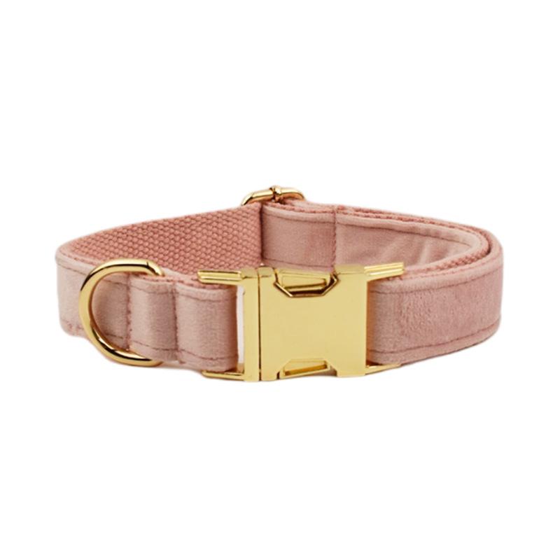 Light pink swan pet collar leash, velvet cotton woven leash, dog collar, dog chain. XS