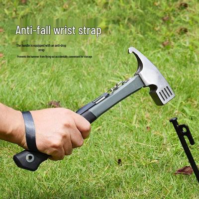 Multifunctional Camping Ground Nail Hammer - Eagle Beak & Sheep Horn Design, Carbon Steel for Tent & Awning Assembly