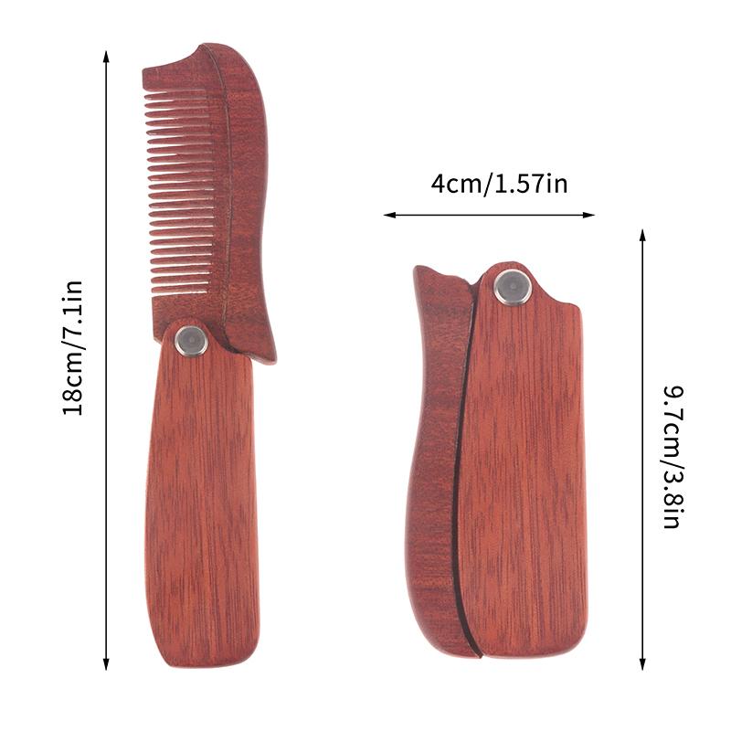 Herren Taschenkamm Klappbarer Holzkamm Bartkamm Sandelholz Haarkämme für Männer Perfekt zur Anwendung mit Bartbalsam
