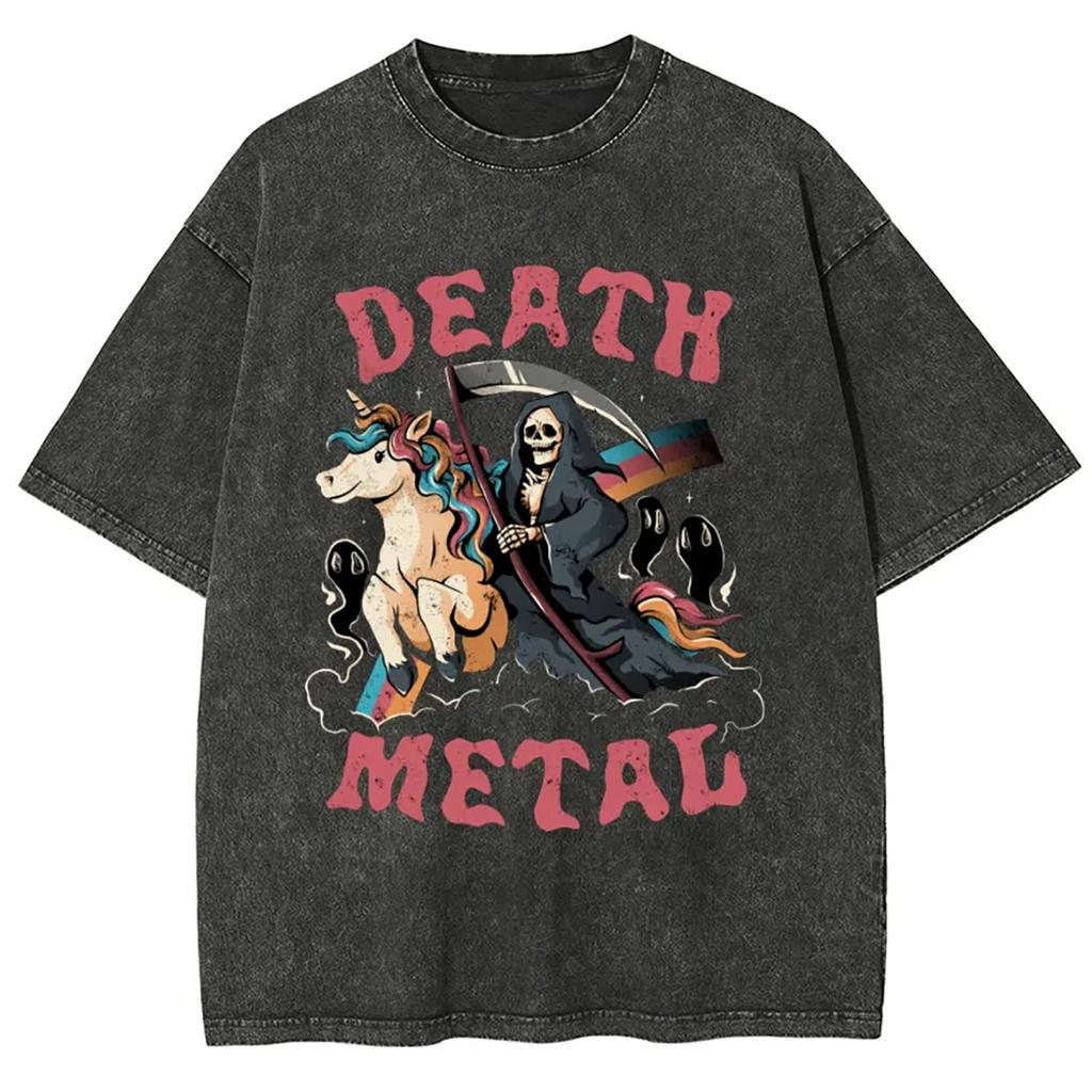 Fashion We Are All Die Y2K Men Women Unisex Harajuku Washed T-Shirt Streetwear Retro Cotton T Shirts Tees