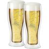 2-Pack 14oz (400 ml) Dubbelwandige Geïsoleerde Glazen Bierpul Houdt Bier Langer Koel, Zelfs Buiten, Visueel Prachtig - Ideaal voor Ale Lager, Stout & Pilsne