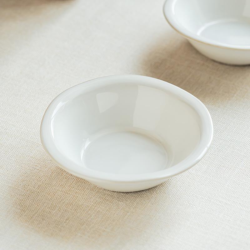 Solid Color High-End Ceramic Straw Hat Bowl Household Special-Shaped Edge Fruit Salad Bowl Tableware Bowl Restaurant Dessert Bowl