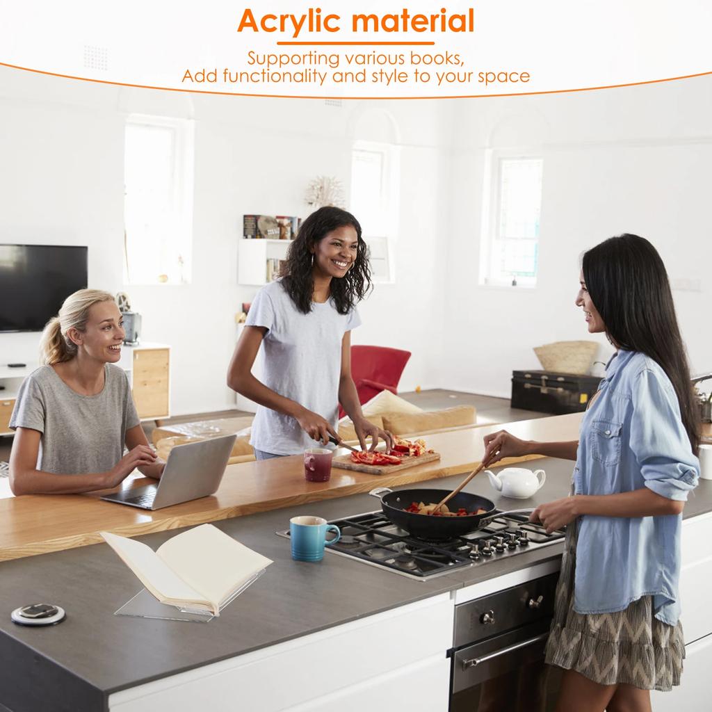 Book Stand Acrylic X Shaped Cookbook Stand Transparent Open Magazine Display Stand Desktop Storage Rack for Books Reading Rack