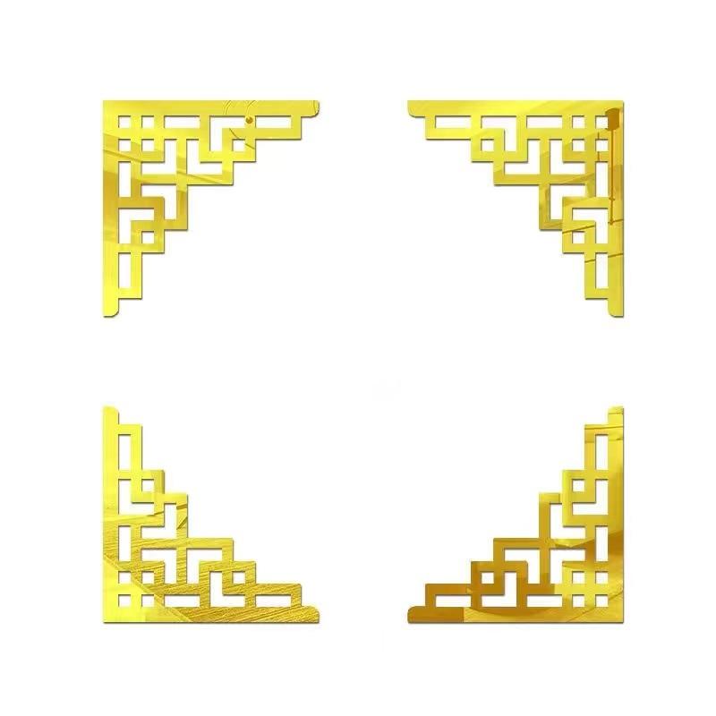 4pcs Corner Mirror Sticker Acrylic 3D Wall Stickers Self-adhesive Cabinet Edge Building Border Living Room Bedroom Home Decor