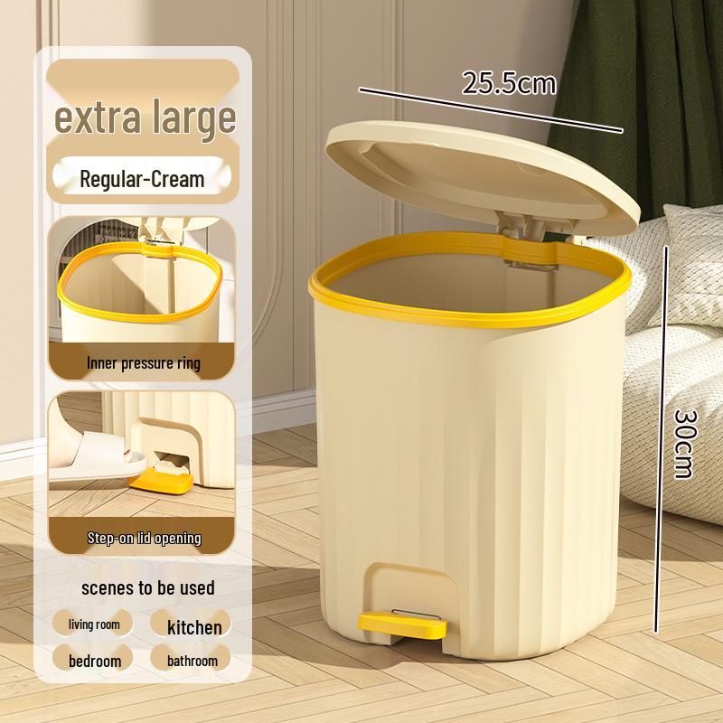 Large Capacity Silent Trash Can with Automatic Spring-Loaded Lid for Home and Office
