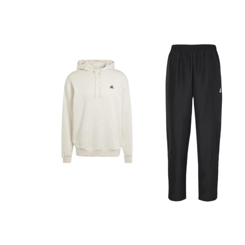 

Adidas Solid Color Logo Long Sleeve Hooded Sweatshirt And Comfortable Elastic Waist Long Pants Casual Sports Suit H57533+IZ1457 L