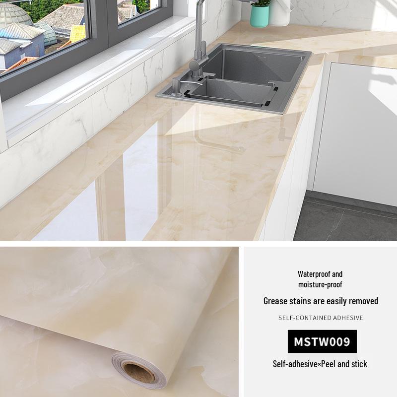 Waterproof, Oil-Proof Marble Self-Adhesive Wallpaper for Bathroom, Kitchen, Living Room, and Toilet Renovation.