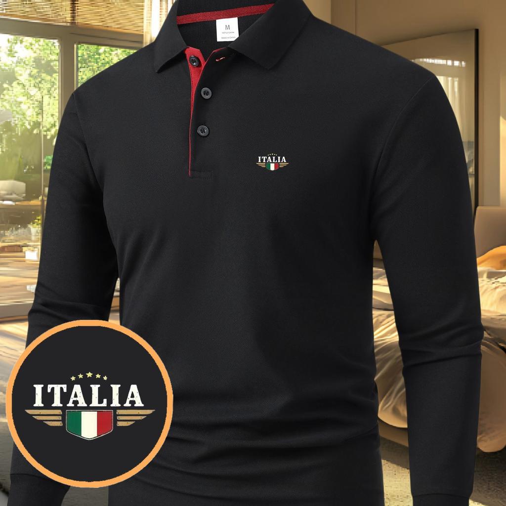 Men'S Long-Sleeve Casual Summer Print T-Shirt - a Stylish And Versatile Top with Geometric Design, Lightweight Polo Golf Shirt