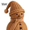 Small Snowman Statue for Window Sills Christmas Ornament Tabletop Decor, Retro Resin Figurine Vintage Style Decor with Knitted Texture Winter