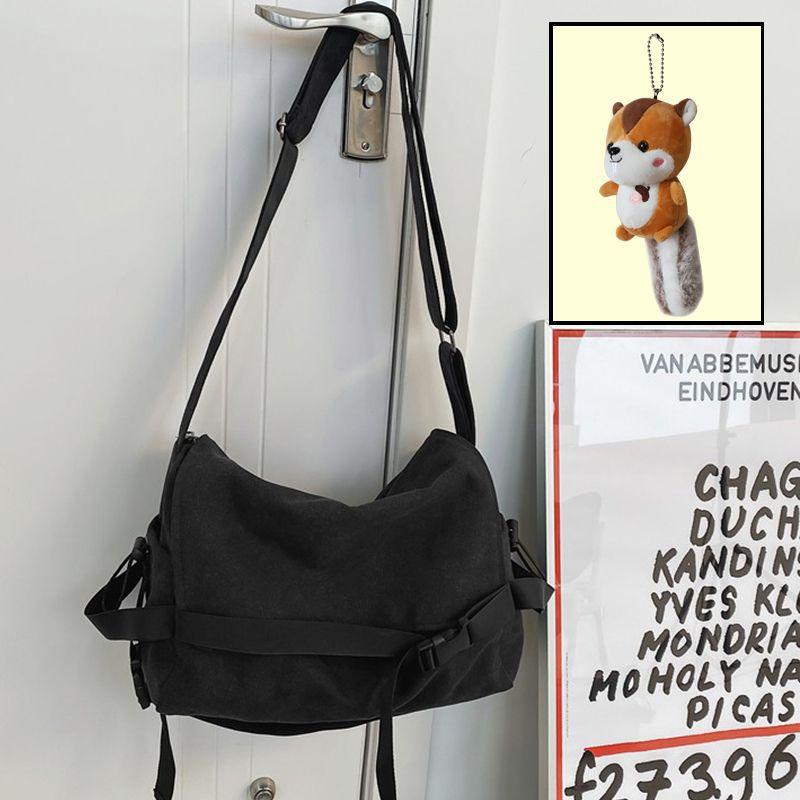 Canvas messenger bag boys trendy brand large capacity ins Japanese versatile retro backpack simple casual men