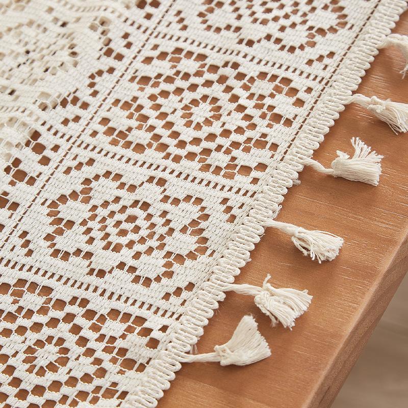 American Retro Pastoral Hollow Crochet Tablecloth Rectangular Round Dining Table Coffee Table Tablecloth Cabinet Cover Towel Household