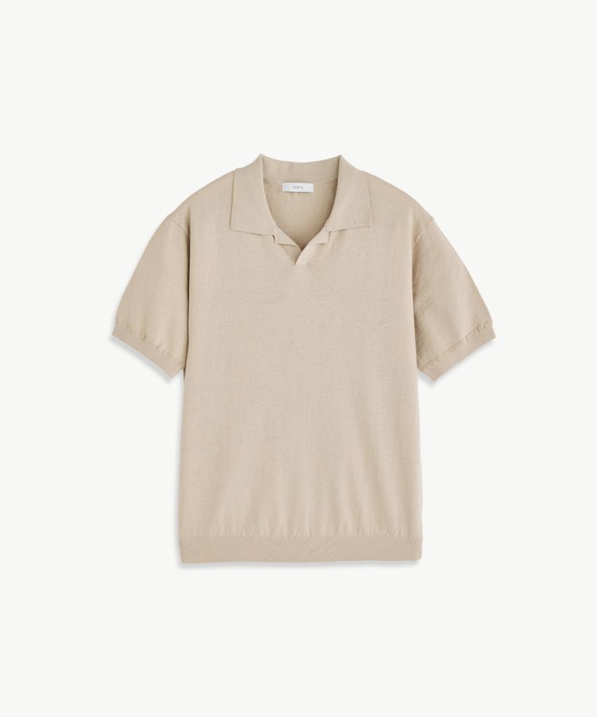 STCO Diems Linen Blend Open Collar Short Sleeve Knit_Beige (Classic Fit)_Dktxb11Csd