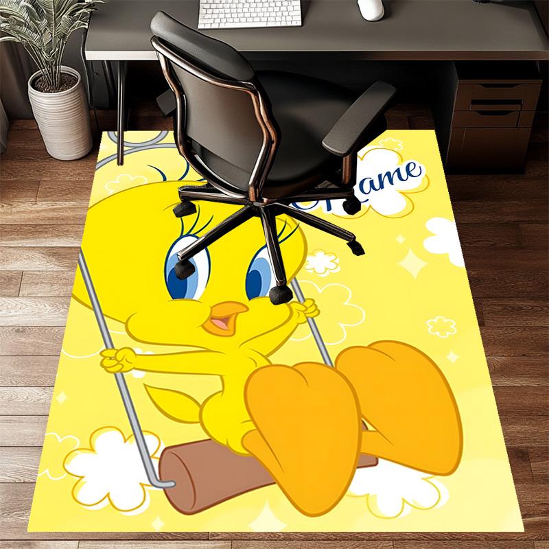 Custom Tweety Mat Personalized Name, Polyester Washable Indoor Entryway Rug, Gift for Christmas, Easter, Thanksgiving Day