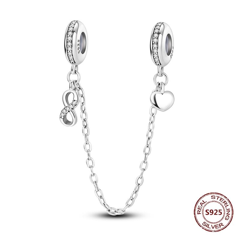 925 Silver Star Moon Bracelet Ocean Safety Chain with Colored Zircon Beads DIY Fine Jewelry for Women
