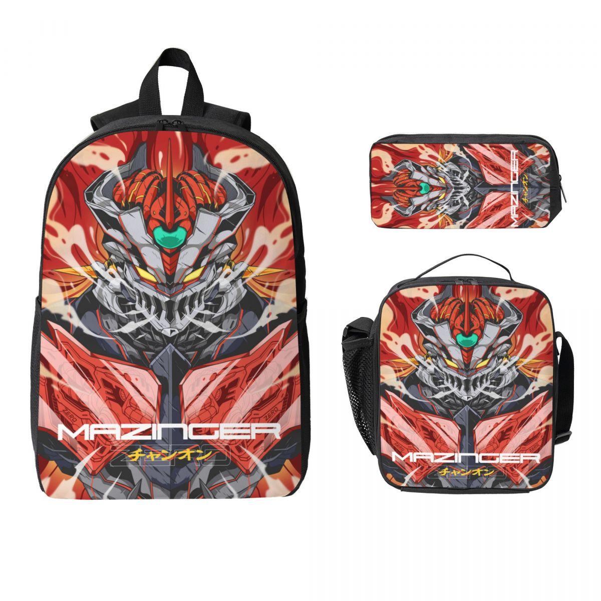 Mazingers Sac à dos pour enfants Boîte à lunch Trousse à crayons pour garçons filles Sacs à dos Sac d'école léger Set de cartable