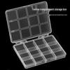 12-Compartment Transparent Storage Box for Nail Art Accessories, Beads, and Electronics