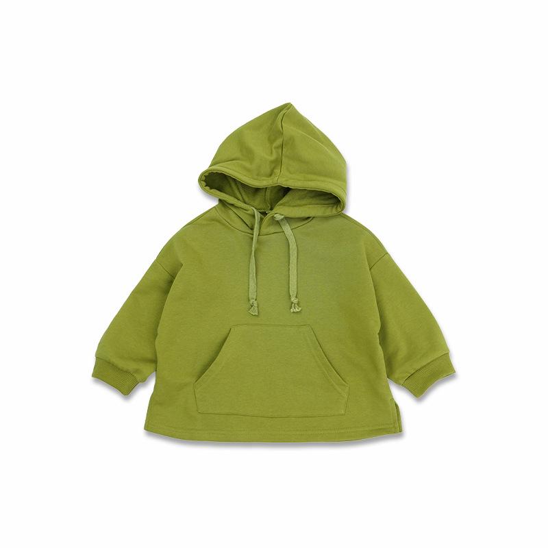 Children's Solid Color Kangaroo Pocket Hooded Sweatshirt - Autumn 2024
