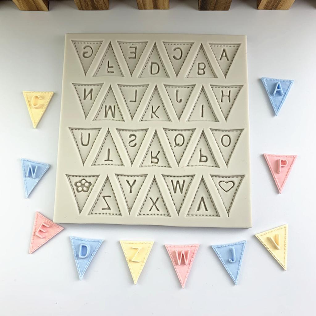 Alphabet Triangular Flag Silicone Molds Handmade for Chocolate Baking Dessert