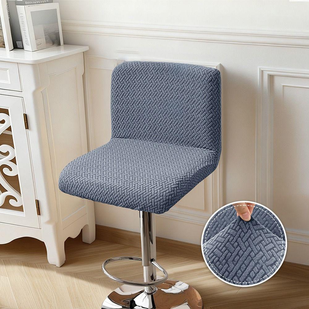 Elastic Low Back Chair Cover T-shaped Jacquard Anti-slip Lift Rotating Chair Cover Dust-proof All-inclusive Bar Stool Seat Cover