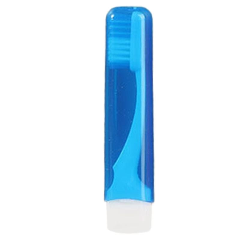 

Compact Folding Travel Toothbrush Lightweight and Portable Toothbrushes for Easy Carrying in Transparent Color синій