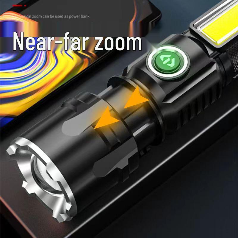 Waterproof Multifun LED Outdoor Flashlight: High-Intensity, Side Light, Zoom, USB Rechargeable