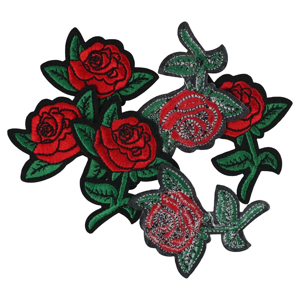 

Хлопковая красная роза, милая вышитая железная ткань 2,5x2,7 дюйма, милое украшение, цветок, мультяшный джинс