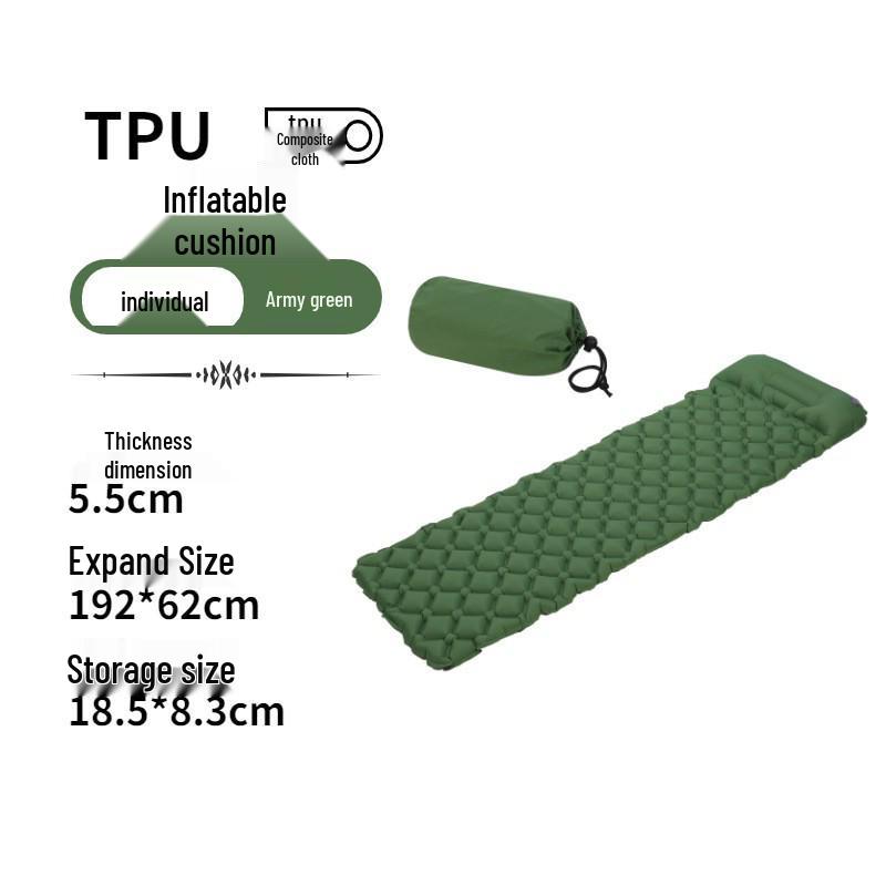 Lightweight TPU Inflatable Camping Mat - Portable, Moisture-Proof Air Cushion for Outdoor Tents