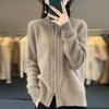 Cardigan da donna con collo alto e cerniera bidirezionale in cashmere, maglione autunnale e invernale