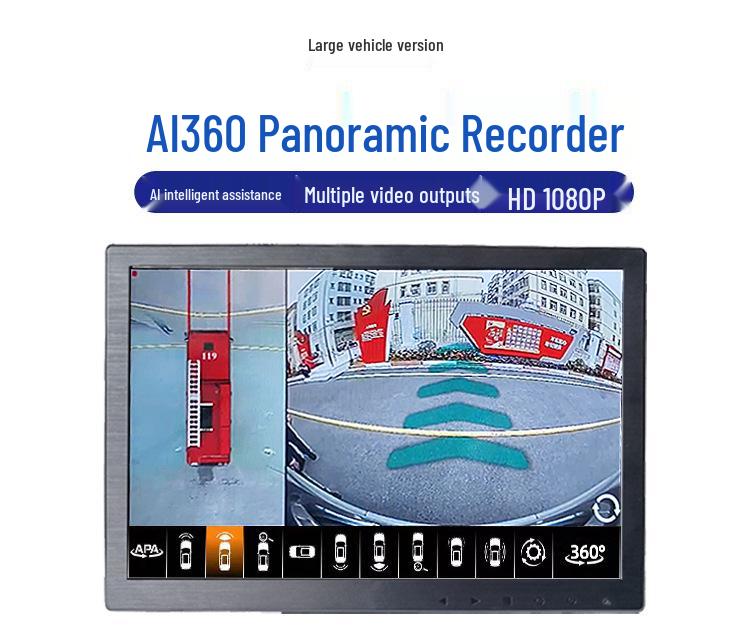 HD 360° Panoramic Dashcam for Cars, Trucks, Fire Engines, and Buses with AI Reversing Camera