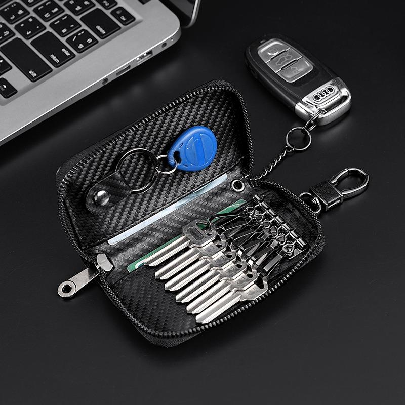 Carbon Fibre Car Key Bag Cover Case Key Wallet For Toyota Camry Yaris Hilux Prius Avensis Auris Corolla Auto Interior Accessory