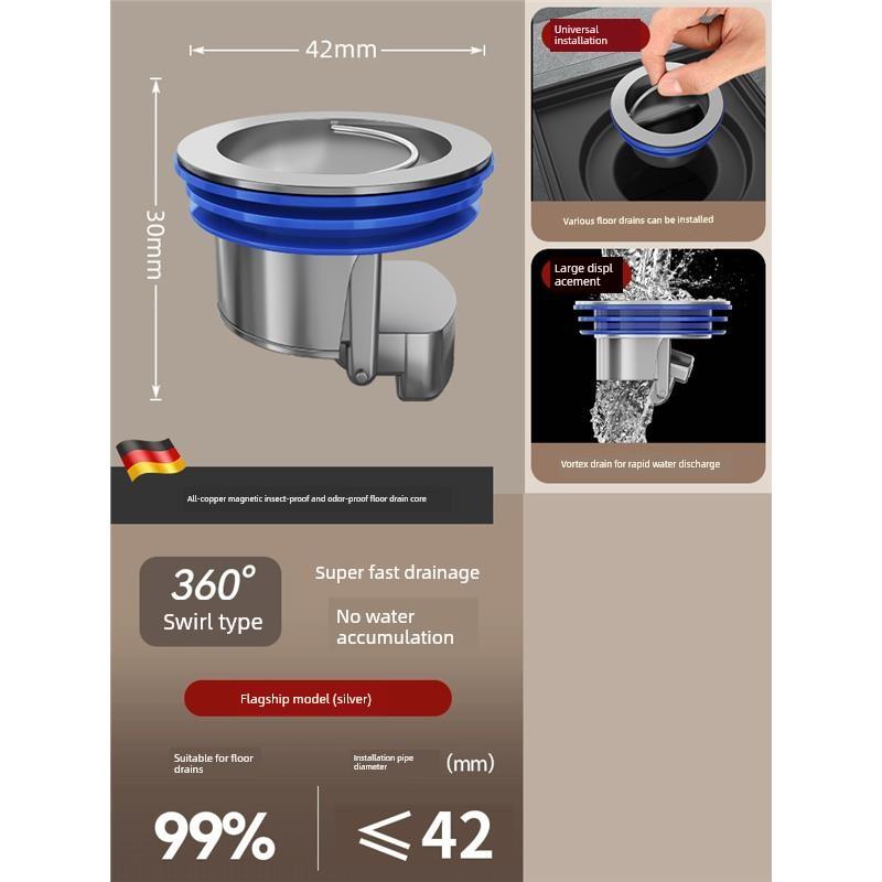 Bathroom Floor Drain Deodorizer, Small Diameter Sewer Anti-Odor Device, Toilet Anti-Insect and Anti-Clogging Drain Cover, Universal