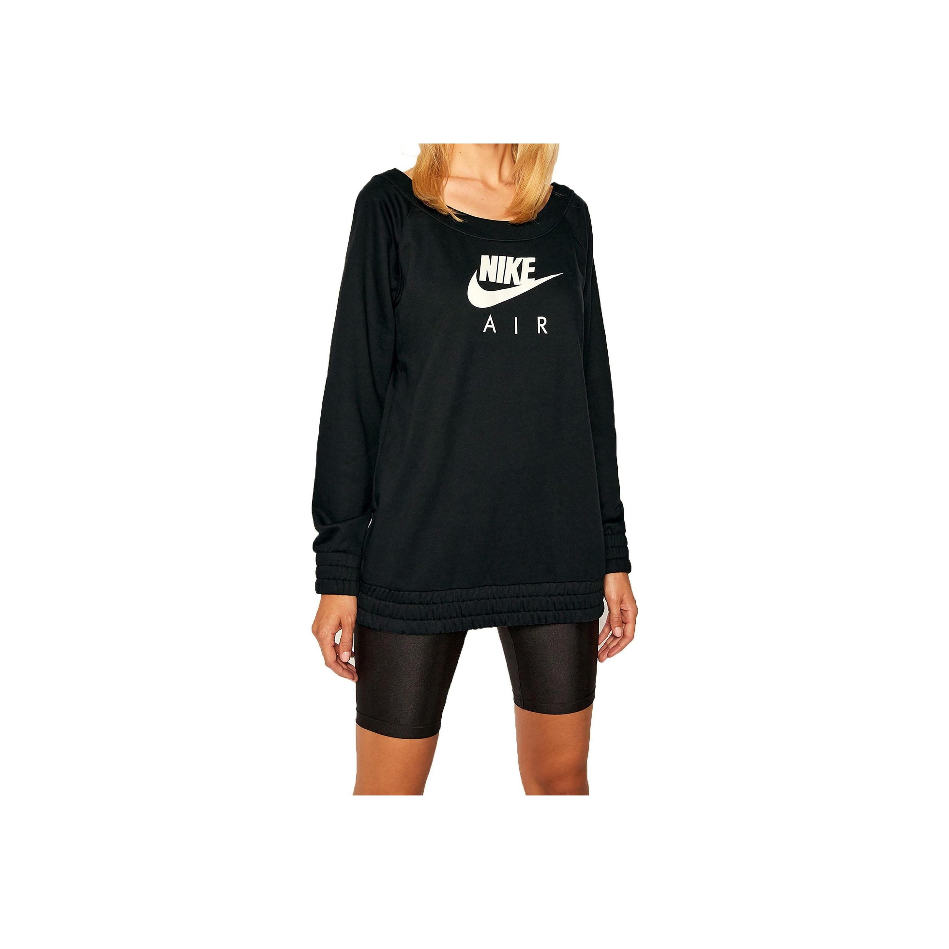 

Nike Letter Logo Print Loose Round Neck Pullover Long Sleeve T Shirt Women Tops Black CU5426-010 S