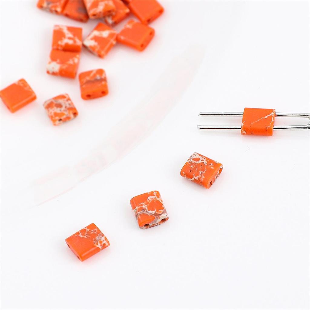 Black Hematite Emperor Stone Square Two-Hole Loose Beads for DIY Jewelry Making