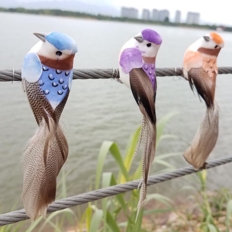 6pcs Foam Feather Artificial Birds Imitation Bird Model Home Outdoors Garden Wedding Decoration Ornament DIY Party