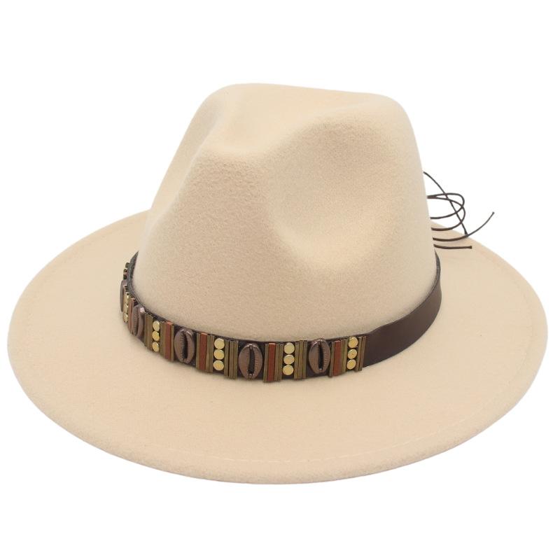 Ethnic Jazz Hat Metal Shell Belt Accessories Top Hat Dress Concave Gentleman Hat