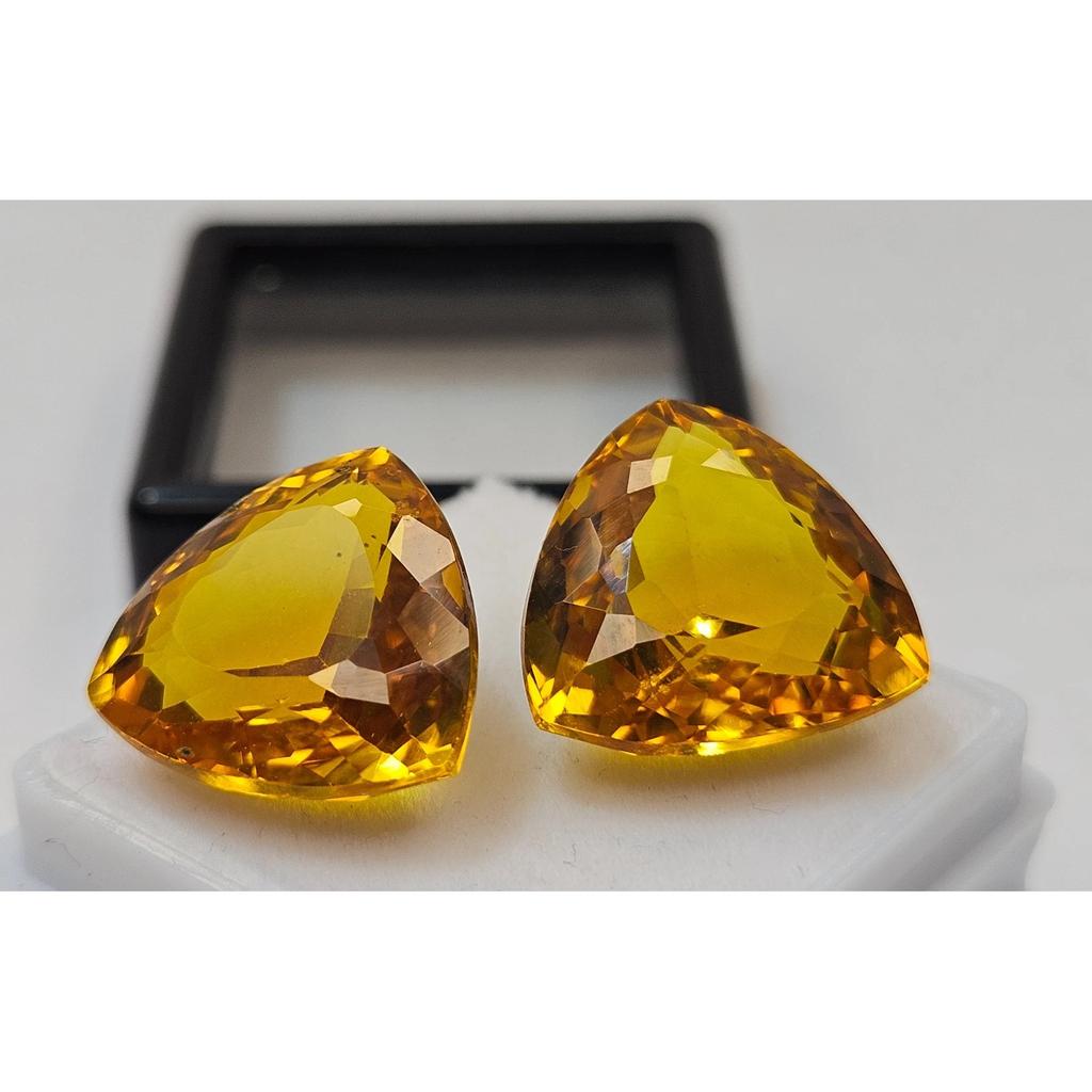 Orange Yellow Sapphire Natural 25+ Ct Trillion Cut Pair Fabulous Loose Gemstone