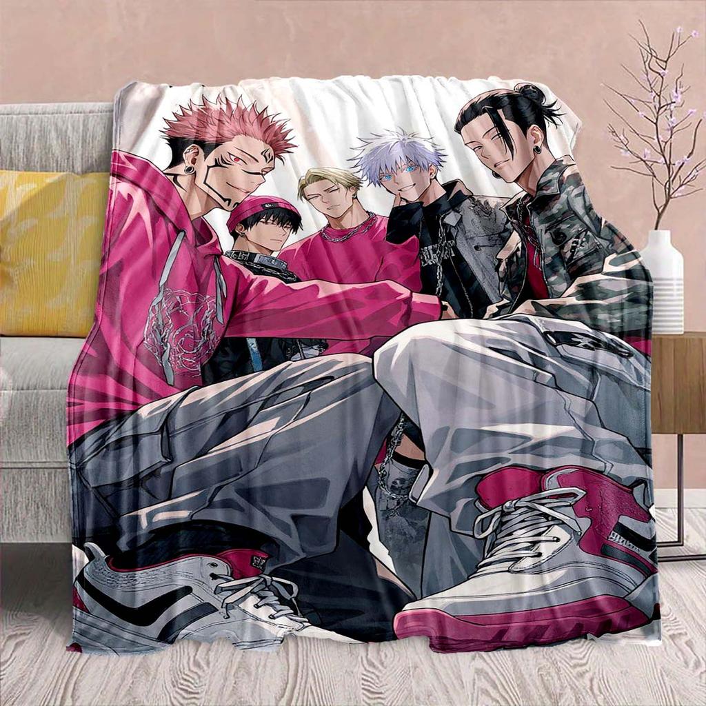 Jujutsu Kaisen Anime Flannel Blanket - Soft Warm Perfect for Sofa, Bedding Camping Travel Office Home Decor -QJY
