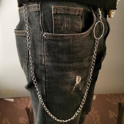 Lange Metallgürtelkette Rock Punk Haken Hose Hose Taille Glied Metall Geldbörsenkette Schlüsselanhänger Ring Clip Schlüsselanhänger HipHop Schmuck