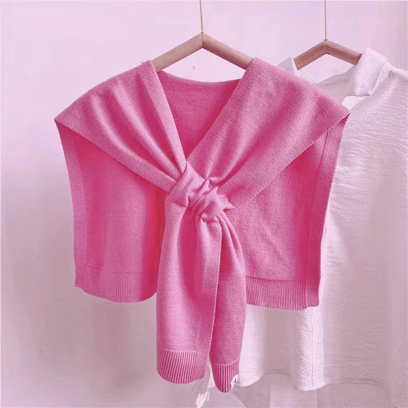 Spring and Autumn Air Conditioning Room Shoulder Neck Striped Shawl Outside Knitted Small Garment Versatile False Collar Shawl