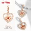 copper Twelve Constellations Heart Charm Bead Charms Bead Gemini Capricorn for Authentic Bracelets Diy Jewellery Gift for Women