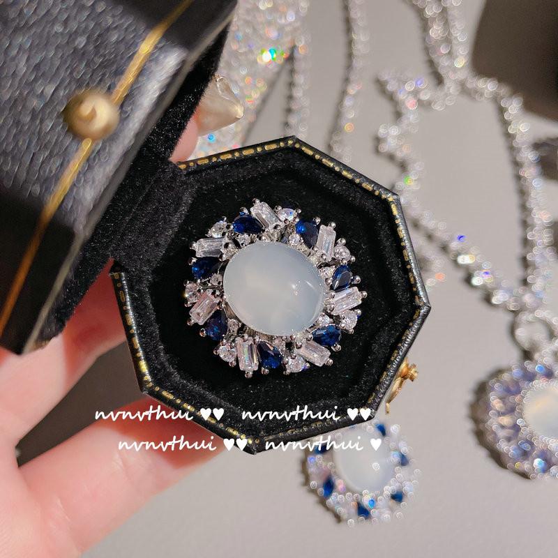 Bright Luminous Deep Sea Sapphire Necklace, 18K Gold-Plated Purple Water Drop Zircon Full Diamond Neck Chain, Ring, Bracelet.