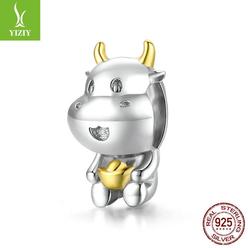 

Lucky Niu Niu S925 Silver Beads, Plated With Real Gold, Playful Calf, Good Luck Beads For The New Year Scc1709
