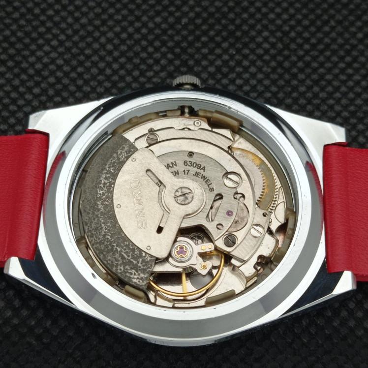 REFURBISHED VINTAGE SEIKO 5 AUTO 6309A JAPAN MENS D/D RED WATCH 593c-a314811-9 SKU593c-a314811