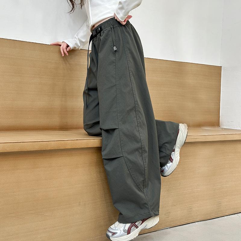 Girls' Casual Loose Cargo Pants - Spring/Autumn Fashionable Trousers for Big Girls