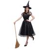 Halloween Costume Black Veil Witch Sorcerer Night Ghost Stage Party Costume Adult