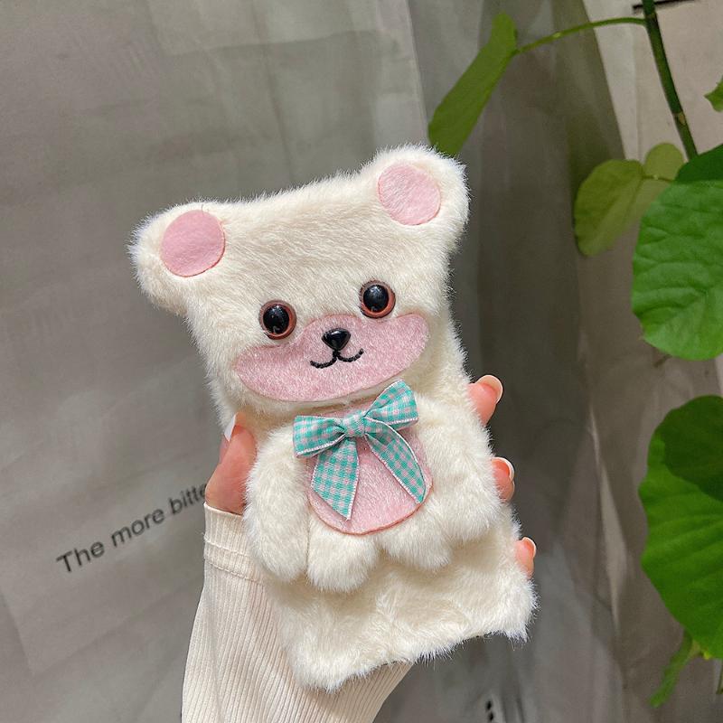Plush Bear Case for IPhone 12 13 Pro Max Mini Case Stand Protector Soft