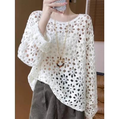 2025 Spring Women Solid Sweaters Knitting Basic Fashion O-Neck Style Loose Pullover Sweater