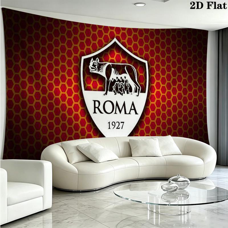 Tenture murale de football AS Roma Esthétique Accrochage mural Couverture en tissu imprimé Tapisseries décoratives pour chambre à coucher Salon Décoration de la maison